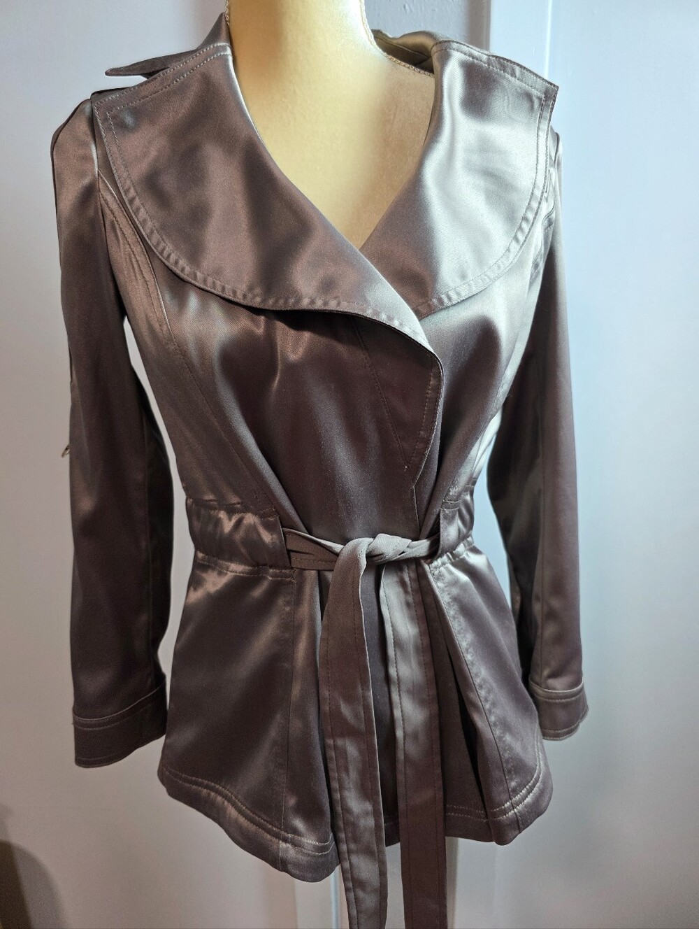 White House Black Market Satin Tie-Waist Jacket - Size 0